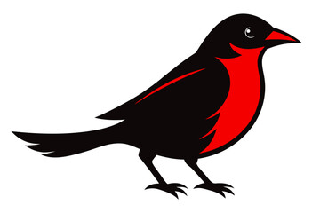  Red crossbill silhouette black color vector art illustration