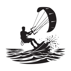 kitesurfing silhouette illustration icon vector