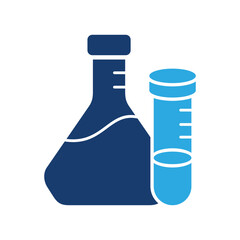 Flask test tube icon solid vector design in trendy style