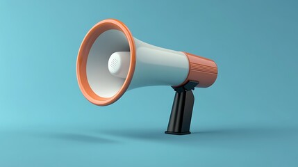 Orange and White Megaphone on a Blue Background