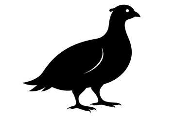 Rock ptarmigan silhouette black color vector art illustration