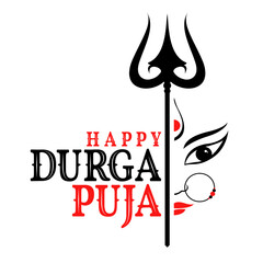 Happy Durga Puja, Hindu goddess durga face vector illustration design.