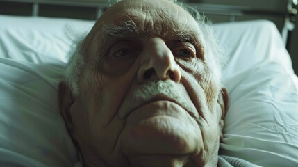 Elderly Man in Hospital Bed