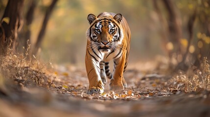 Fototapeta premium Tiger in its natural environment, showcasing the majestic beauty and the critical role of conservation in protecting wildlife.