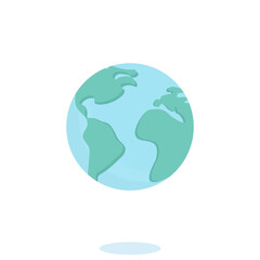 Planet Earth with shadow on white background