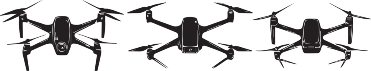 Set FPV Drone. Hand drawn vector illustration