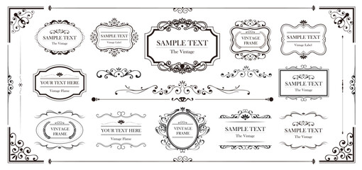 Vector Vintage Frame Set. Ornamental label frames. Old ornate emblem. Decorative sticker and borders..eps