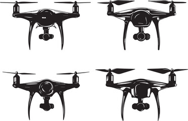 Set FPV Drone. Hand drawn vector illustration