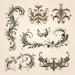 vector set of calligraphic design elements