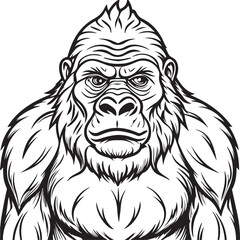 Gorilla Silhouette Vector Illustration White Background