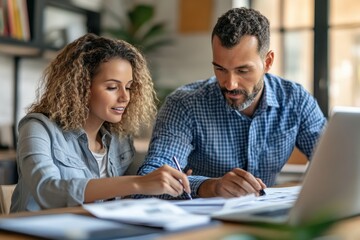 Financial Adviser Assisting Recent Graduate with Student Loan Repayment in Modern Office Setting - Medium Shot