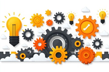 Idea Gears Innovation, Creativity, and Teamwork Concept