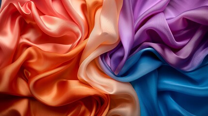 Obraz premium Different colorful silk fabric background