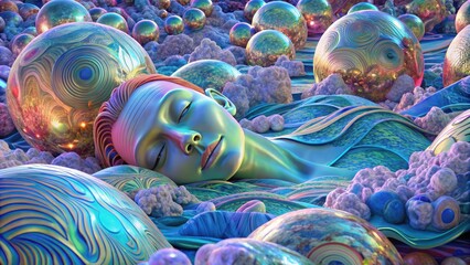 Dreamy Abstract Landscape with Sleeping Figure