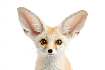 A fennec fox isolated on a white background.