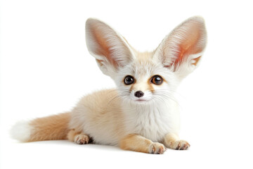 A fennec fox isolated on a white background.