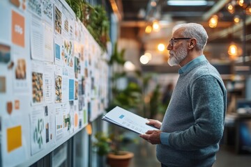 Forward-Thinking Senior Executive Designing Company Rebranding in Contemporary Office Setting