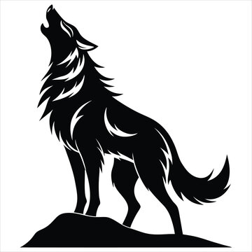 recommend clip art:  Wolf howling black white silhouette vector illustration on white background 