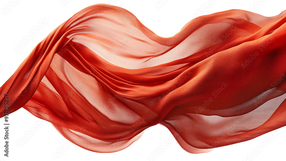Poster red satin smooth fabric isolated on transparent background. design element, abstract background. gen