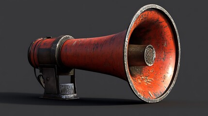 Rusty Vintage Red and Black Bullhorn Loudspeaker