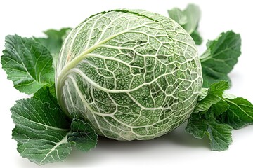 Fototapeta premium Green Cabbage with Leaves