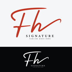 F, H, FH Initial letter logo. Alphabet FH Handwritten Signature logo