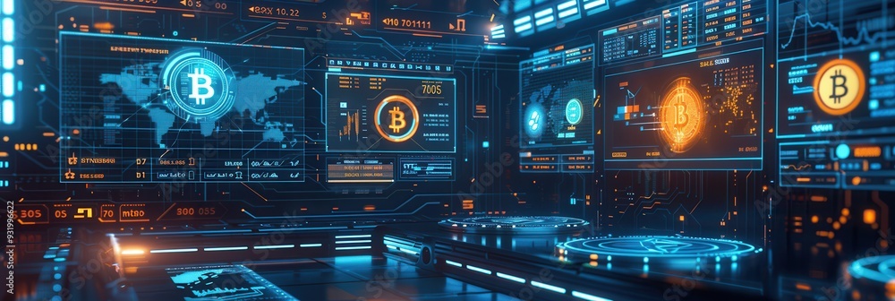 Leinwandbilder the interface showcases multiple cryptocurrencies with live updates on market values and trading act