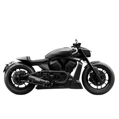 Obraz premium A dynamic side view of a contemporary black motorcycle, isolated on a transparent background 