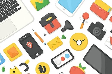 Colorful Seamless Pattern of Everyday Objects