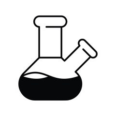 flask glyph icon with white background vector stock illustration