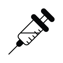 syringe glyph icon with white background vector stock illustration