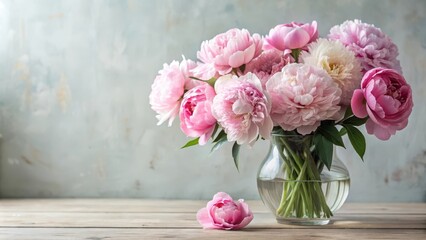 Fototapeta premium Timeless elegance captured in a beautiful arrangement of peonies in a vase, peonies, flowers, arrangement, vase