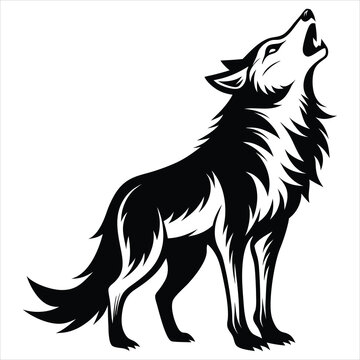 recommend clip art:  Wolf howling black white silhouette vector illustration on white background 