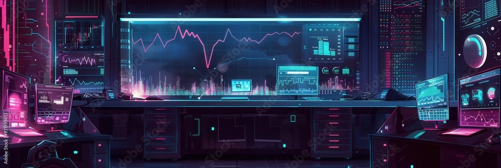 Aufkleber a digital cryptocurrency exchange displays various coins, their market values, and analytical tools 
