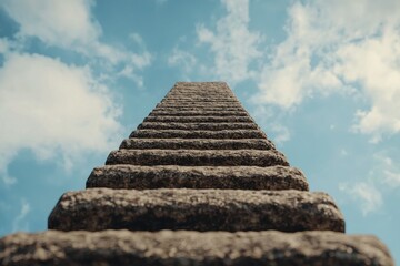 Ladder reaching skyward, symbolizing upward growth and ambition, 3D illustration