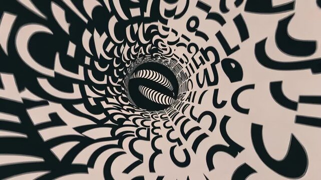 Vintage Black and White retro pattern with hypnotic motion