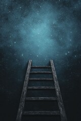 Path to success, ladder and sky full of stars, 3D illustration