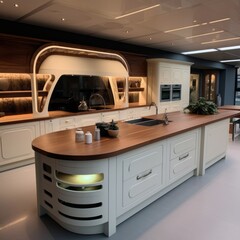 Futuristic Kitchen Neon Island Lighting Interior Design Stylish Future Modern Concept