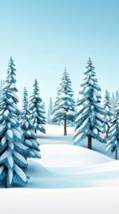 Serene winter landscape with snow-covered trees in a peaceful atmosphere - 3d illustration