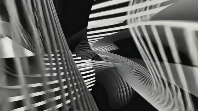 Black and white Minimalist Line Pattern with Geometrical Motion Design animation