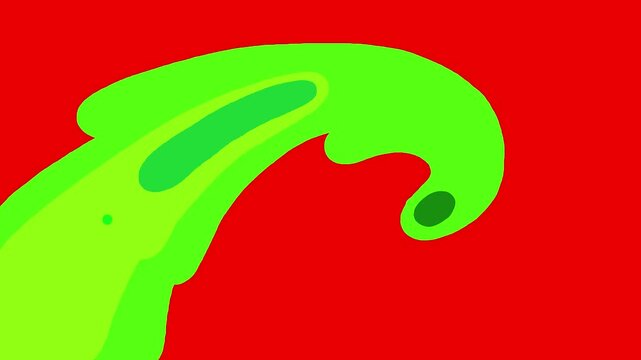 Liquid transition wipe green yellow redbox isolated. Cartoon animation motion element background.
