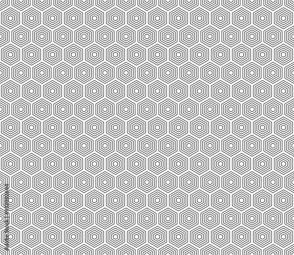 Poster hexagon vector pattern. black color on matching background. hexagon stacked mosaic cells. hexagon ce