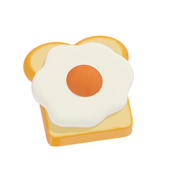 Fried egg on toast on png transparent background.