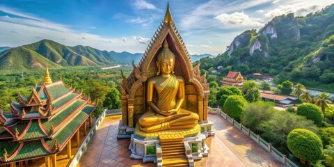Big Buddha statue at Wat Tham Sua Tiger Cave Temple in Kanchanaburi, Thailand, Buddha, statue, temple, Kanchanaburi