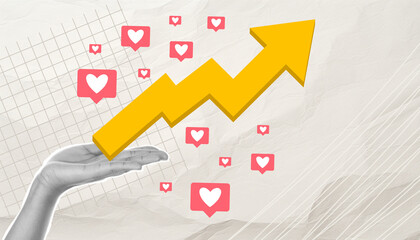 like it. rate a photo or post. social media. an interesting video. collage. on a paper background....