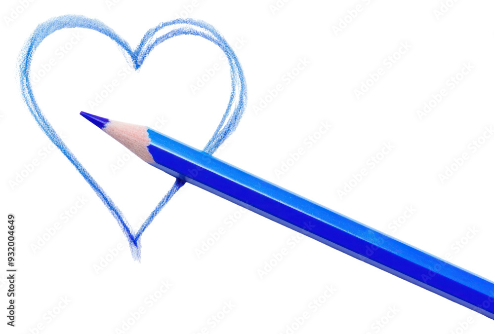 Wall mural png drawing heart pencil paper blue.