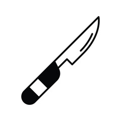 scalpel glyph icon with white background vector stock illustration