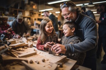 Educational workshop where children learn image