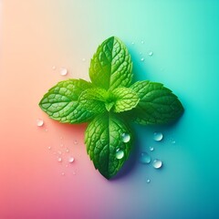 Fresh green mint leaves in close up  and showcasing the natural