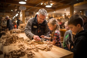 Educational workshop where children learn picture